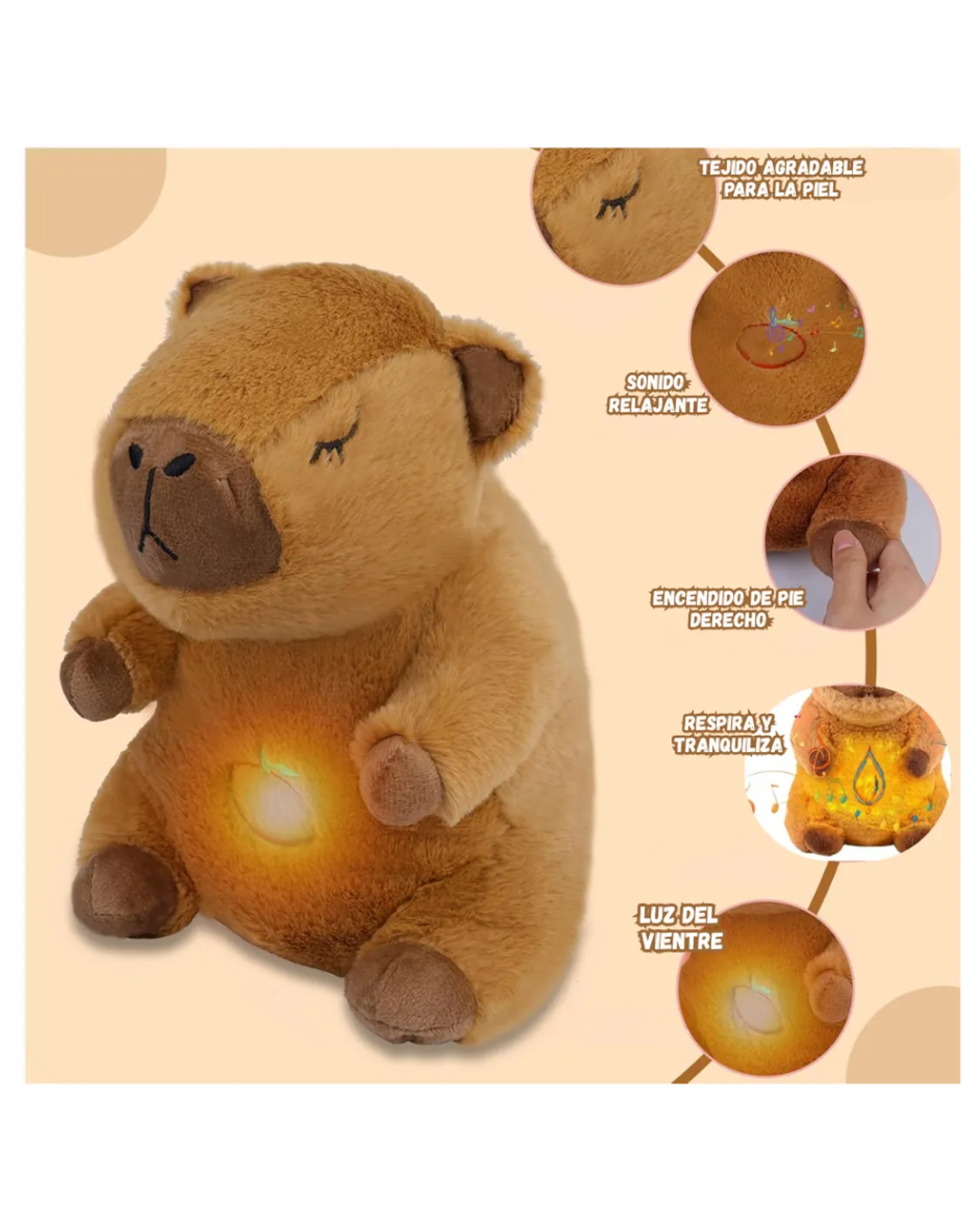 Peluche de Capibara Con respiración que calma y tranquiliza